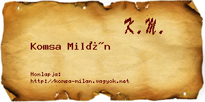 Komsa Milán névjegykártya