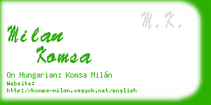 milan komsa business card